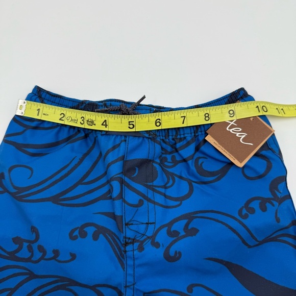Tea Collection Boys Shortie Swim Trunks Ocean Blue Navy Waves Size 2 NWT - Picture 5 of 8